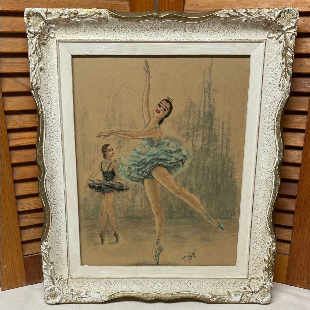 Vintage Ballet Dancer Art Print in Ornate Frame